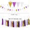 30 Pieces Purple Gold Valentines-Day Graduation Decorations - Kits Lavender White Paper Flowers,Banner Flags,Tassel Streamer Garland Engagement Girl Baby Bridal Shower Party Decoration Lasting Surprise